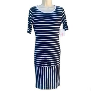BRAND NEW LULAROE BLACK AND WHITE STRIPES DRESS